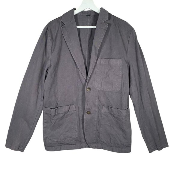 J Crew Garment Dyed Chino Suit Jacket 38 Chore Work Grey